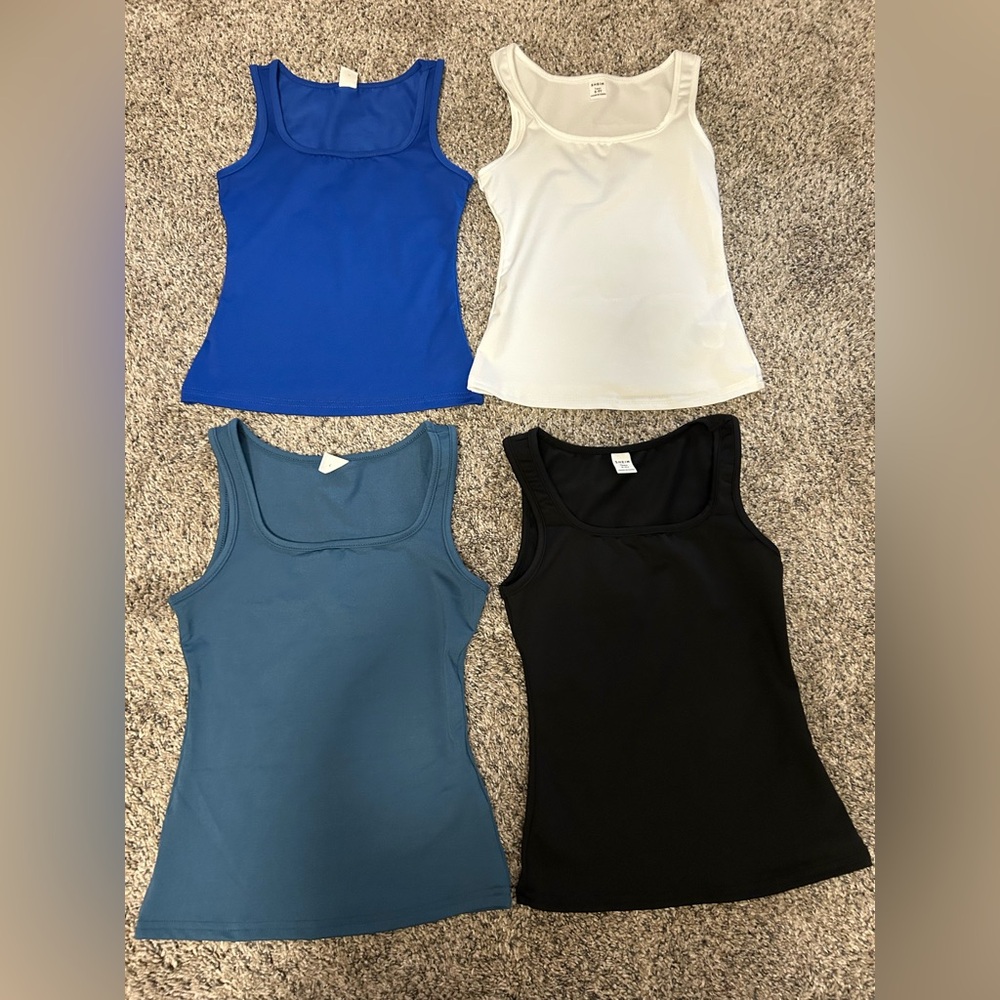 SHEIN girl’s Tank Tops in Blue, White, Teal, and Black